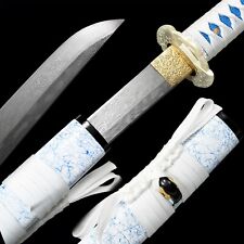 40''Blue Katana Damascus Folded T10 Steel Japanese Samurai Handmade Sword picture