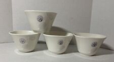 4 Teavana Berry Leaf White Square Porcelain Tea Cups 2