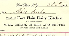 1907 FORT PLAIN DAIRY KITCHEN NY MILK CREAM CHEESE BUTTER BILLHEAD INVOICE Z2741 picture