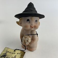 RARE Vintage Lefton Marika October Month Halloween Witch Baby Hat Figurine Japan picture