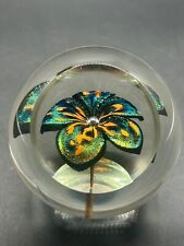 '03 GES Glass Eye Studio Art Glass Faceted Dichroic Black Flower Paperweight HTF picture