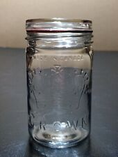Vintage 1948 CROWN 1 pt 1 Pint Glass Mason Jar w/ Glass Lid Canada ~ D picture