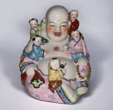 Chinese Laughing Buddha 5 Children Porcelain Figurine Statue Fertility Family picture