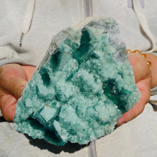 1110g Large Natural Clear Green Fluorite Cubic Crystal Rough Healing Specimen picture