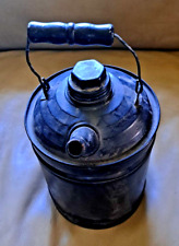Antique Black  Metal oil or Kerosene Can  With Wood Handle picture