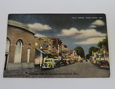 Vintage 1945 Postcard Wall Street Eagle River Wisconsin E.C. Kropp picture