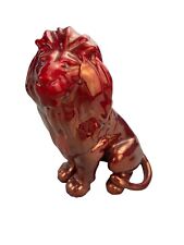 MCM Zsolnay Eosin Lion Figurine, Iridescent Glazed Deep Red Hungary 5.8” picture