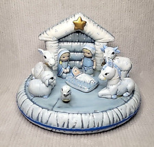 Vintage Kimple Nativity Music Wind-up Hand Painted Blue Polka Dot (distressed) picture