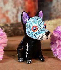 Dog Skeleton Day of the Dead Handmade Hand Painted Puebla Clay Mexican Folk Art picture