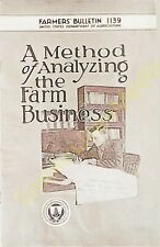 Vintage Brochure Farmer's Bulletin 1139 June 1920 Analyzing the Farm Business picture