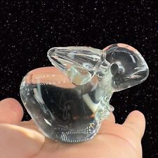 Whimsical Clear Art Glass Small Bunny Rabbit Figurine W Small Hands Vintage picture