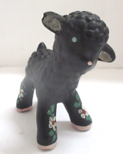 Vintage Hand Painted Black Lamb Sheep Figurine picture