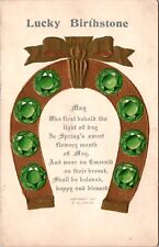 1907 Postcard Horseshoe Lucky Birthstone MAY Emerald Gemstone picture