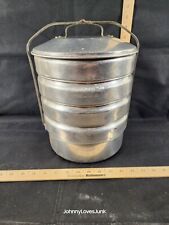 Vintage Coal Miner Lunch Box Aluminum 5 Tier Stacking With Rare Handle Included  picture