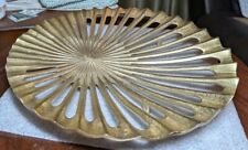 Vtg Mid-Century 13 In Gold Finished Metal Console Tray Bowl With 3 Feet India picture