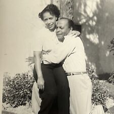 Vintage B&W Snapshot Photograph Beautiful Black African American Couple In Love picture