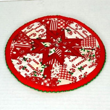 Vintage Handmade Christmas Round Cotton Pot Holder or table hot plate Trivet picture
