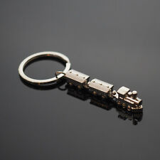 Silver Metal 3D Car Locomotive Train Engine & Cars Keyring Keychain Key Chain  picture