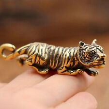 Creative Brass Solid Tiger Key Chain Car Charm Pendant Chinese Zodiac Retro Gift picture