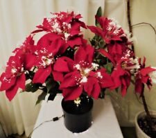 Christmas Light Build Velvet Red Silk Poinsettia Artificial 27