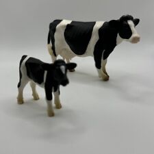 Schleich Holstein Cow Dairy Farm Figure Black White 2000 And Calf Retired picture