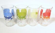 Vintage Set of 4 Midcentury Poppy and Daisy Juice Drinking Tumbler Glasses Small picture