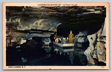 POSTCARD UNDERGROUND BOATING NEAR NATURAL PILLAR HOWE CAVERNS, N. Y. picture