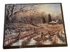Vintage Lacquer Pheasant Picture Snowy Field Winter Forager M.Wayne Willis 13X10 picture