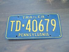 Pennsylvania 1972 Trailer License Plate TD 40679 picture