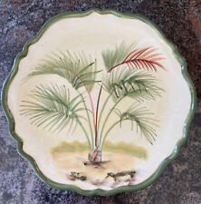 Style Eyes Baum Bros Tropical Plant Plate Bread Salad Green Scalloped Edges 7.5