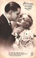 Vintage Postcard Beautiful Couple Glamorous Dress Kiss Romance Photograph picture