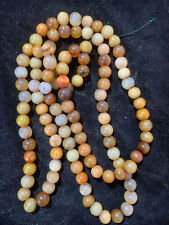 46 Inches Pure Chinese Old Nephrite Jade 12mm Round Beads Necklace picture