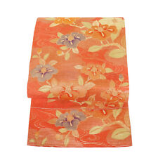 Obi Kimono  / Silk Nagoya Obi Pure Camellia N1703 Summer Item L Size Ladies Ju picture