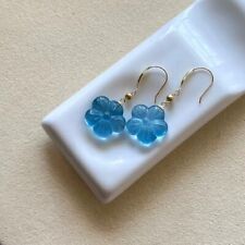 Natural Blue Aquamarine Gemstone Crystal Earrings AAAA picture