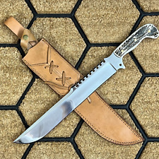 WILD CUSTOM HANDMADE 16 INCHES LONG IN HIGH POLISHED STEEL HUNTING BOWIE KNIFE picture