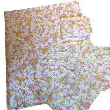 Vintage St Mary's 4 Pc Sheet Set Full Size Fitted Flat 2 Cases Pink Flower Power picture