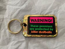 VTG Warning Premises Killer Dustballs Keychain Key Chain Kitschy Cleaning Gift picture
