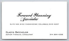 Vintage Business Card Forward Planning Associates Batchelor Columbus Ohio picture