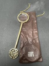 Vintage Gumps Large Handle Gold Toned Logo Magnifying Glass Magnifier Italy Case picture