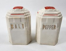 Vtg 1930's Harker Pottery Hollywood Regency Oversized Salt and Pepper Shakers picture