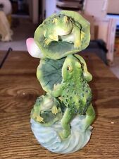 Whimsical Frogs on lily pads figurine , resin  5