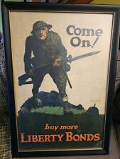 Original 1918 Poster COME ON BUY MORE LIBERTY BONDS USA Propaganda WWI War picture