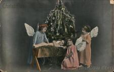 Christmas Angel 1913 Christmas-Four Children Around Christmas Tree Postcard picture