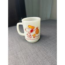 VINTAGE FIRE KING ANCHOR HOCKING SNOOPY MILK GLASS MUG SCHULZ picture