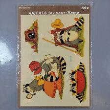 VINTAGE MEYERCORD DECALS raccoon 1535-D 1970'S ERA IN PACKAGE picture