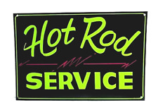 Vintage Hot RAT Rod Fink SERVICE Painted METAL Shop SIGN Pinstriped ART Wall BLK picture