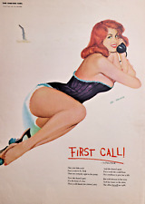 1949 Original Esquire Art First Call Pinup Girl Painting AL MOORE Phil Stack GGA picture