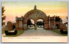 Postcard Entrance To Greenwood Cemetery Lancaster PA picture