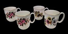 Duchess Bone China Coffee Tea Mugs Cups  White Floral Gold Trim Swirl England picture