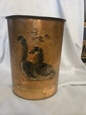 A vintage Gregory Hentzi copper embossed wastebasket, c. 1980’s. Ducks picture